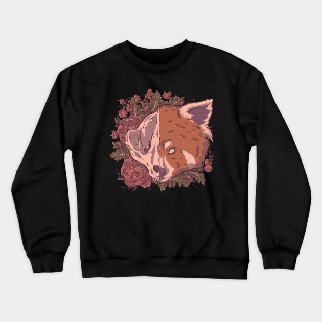 Autumn Red Panda Skull Crewneck Sweatshirt by xMorfina